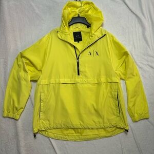 A/X Armani Exchange mens XXL Neon Yellow Hooded Windbreaker